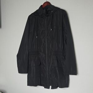 Lomon Men's Black Hooded Lightweight Parka Jacket XXL